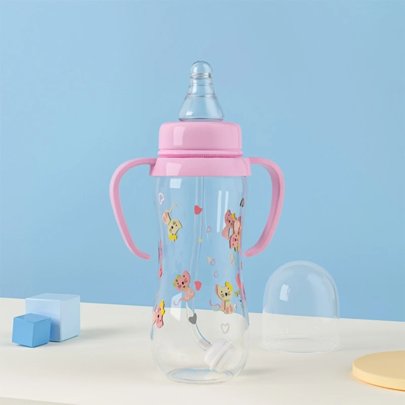 Baby Milk Bottle Food-grade Cartoon-design Feeding Bottle 8-inch Height Gravity-Ball Design