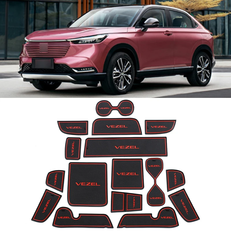 

16 pcs Car rubber anti-slip mat coaster Door Slot Mat Set For Honda VEZEL 2023 accessories
