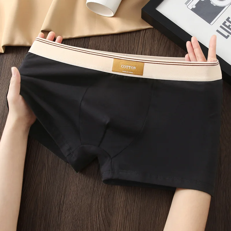 1 3Pcs Set Solid Colors Men Boxer Shorts Breathable Cotton Men' Underwear...