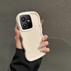 Solid Color Wave Silicone Shock - Absorbing Phone Case for Vivo Y35 4G (White)