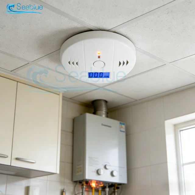 เครื่องตรวจจับคาร์บอนมอนอกไซด์ เครื่องตรวจจับ CO 0-999PPM จอแสดงผล LCD ใช้พลังงานจากแบตเตอรี่ 85db เสียงและไฟกระพริบแจ้งเตือน สำหรับบ้านและห้องครัว 1