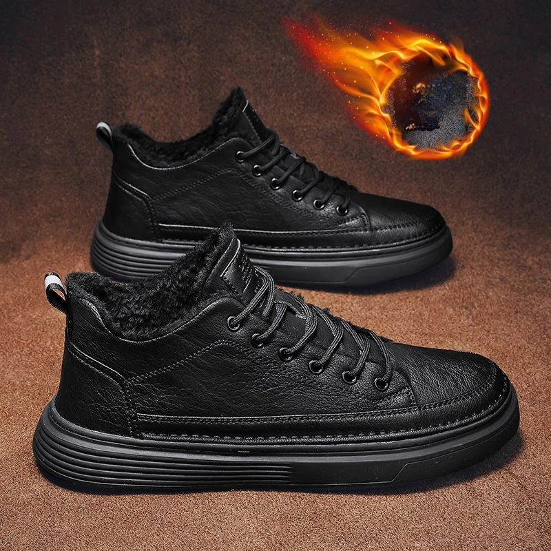 2024 New Winter men shoes Plus Velvet Sneakers Black Leather shoes men Casual sneaker Thick Warm Cotton shoes man tenis hombres 4