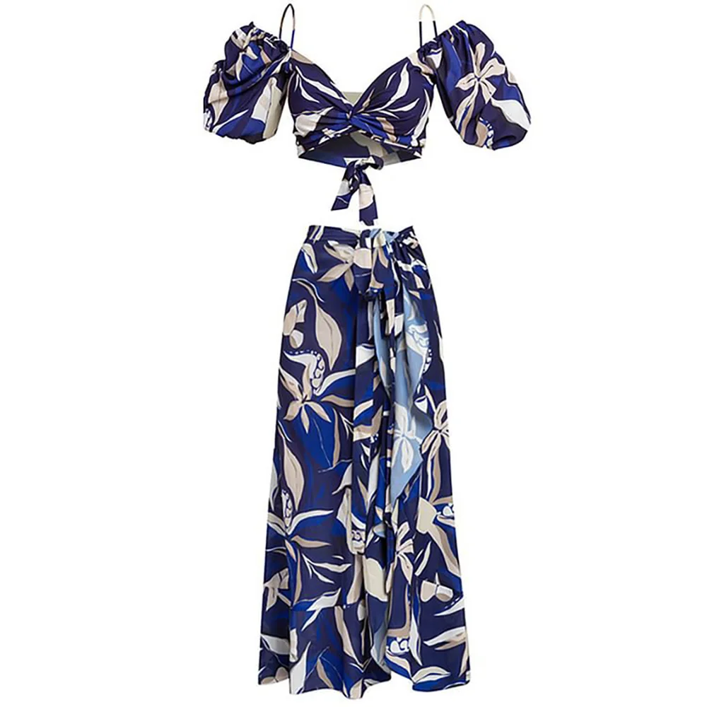 2023 New One-Piece Swimsuit Ruffled Hollow Bandage Printed Swimsuit Set Women Swimwear Summer Beach Wear One-Piece Bikin