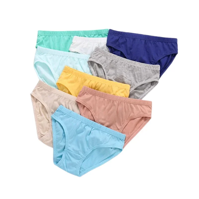 

12Pc/Lot Solid Color Soft Boys Panties Children's Underwear Briefs Suit for1-10Years