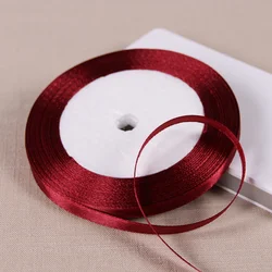 Luxurious Silk Satin Ribbon Collection - 22 Meters Per Roll - Multiple Color Options for Wedding Decor and DIY Crafts (48 Wine Red)