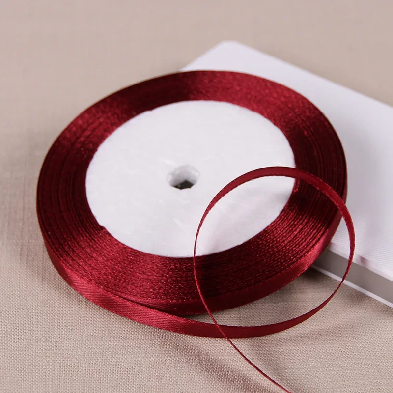Cintas de satén de seda de 6 mm, 22 metros por rollo, para decoración de sillas de boda, manualidades, suministros, cintas blancas, rojas, verdes, azules, rosas, moradas y grises