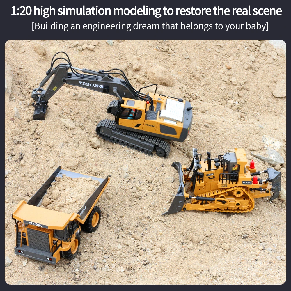 Remote Control Excavator  Dump Truck Set - RC Construction Toys for Kids