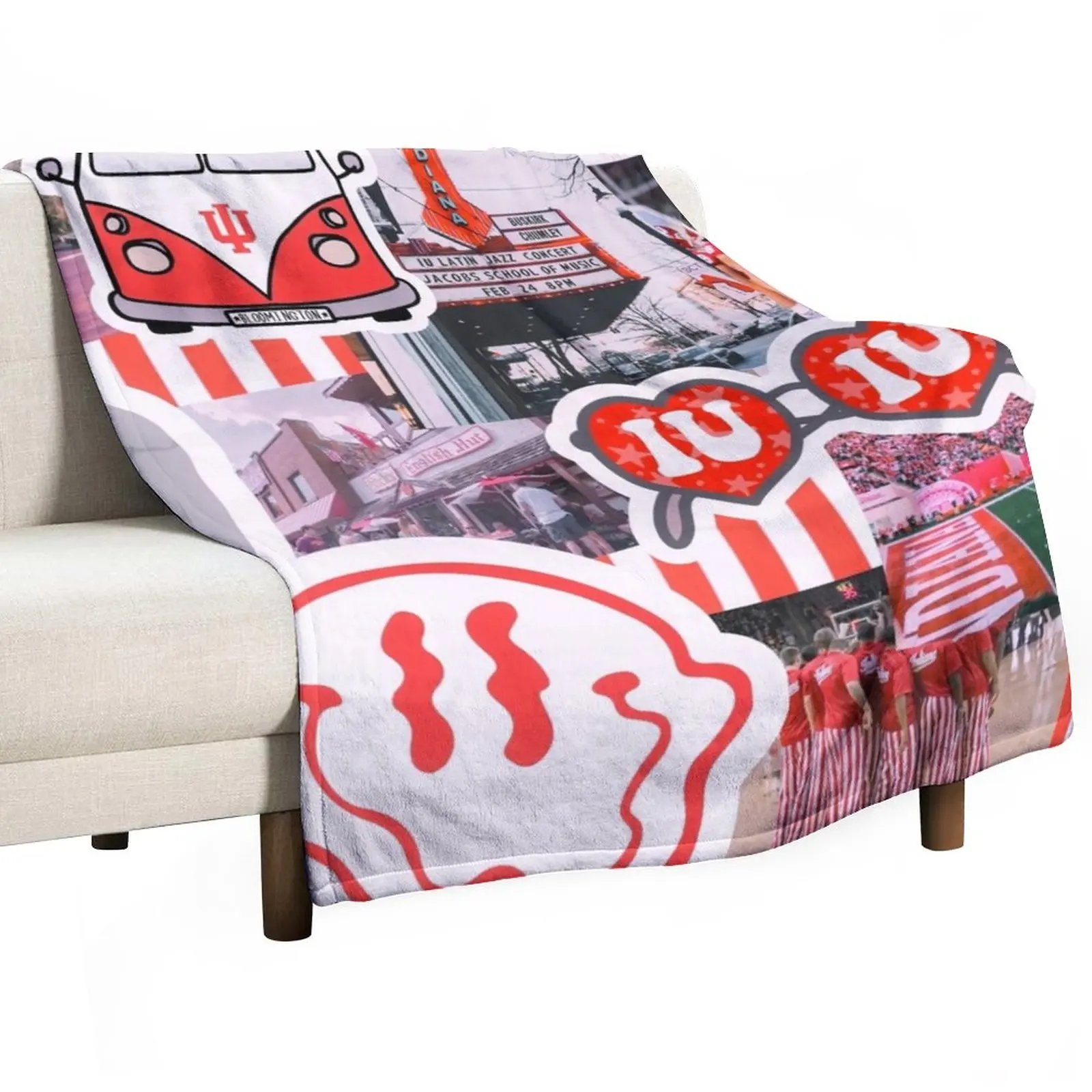 

Indiana University Collage Throw Blanket Decorative Sofa Blanket Designer Blankets Blankets For Bed blankets and throws