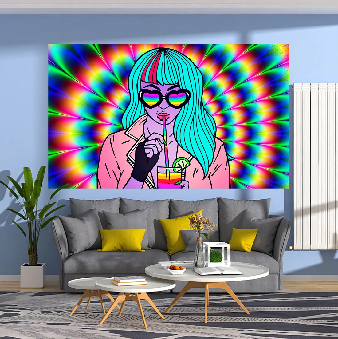 

Psychedelic Tapestry Cool Girl Meme Wall Hanging Rugs Trippy Bedroom Decoration Aesthetic Room Decorative