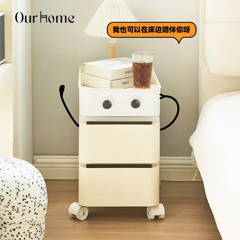 Nordic Designer Small Apartment Net Red Living Room Creative Bedside Table Modern Simple Movable Cabinet Cart Storage Cabinet