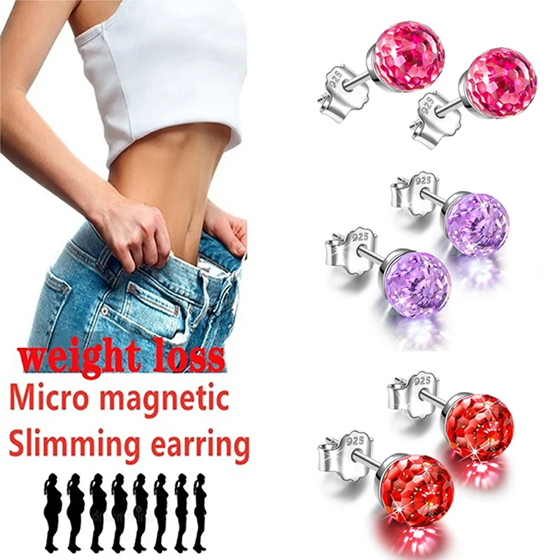 1Pair 6/8mm Slimming Earrings Colorful Lose Weight Body