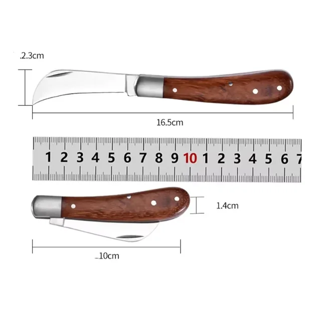 Professional Folding Grafting Knife Plant Grafting Pruning Tools Garden Fruit Tree Cutter Stainless Steel Wooden Handle Knife 6