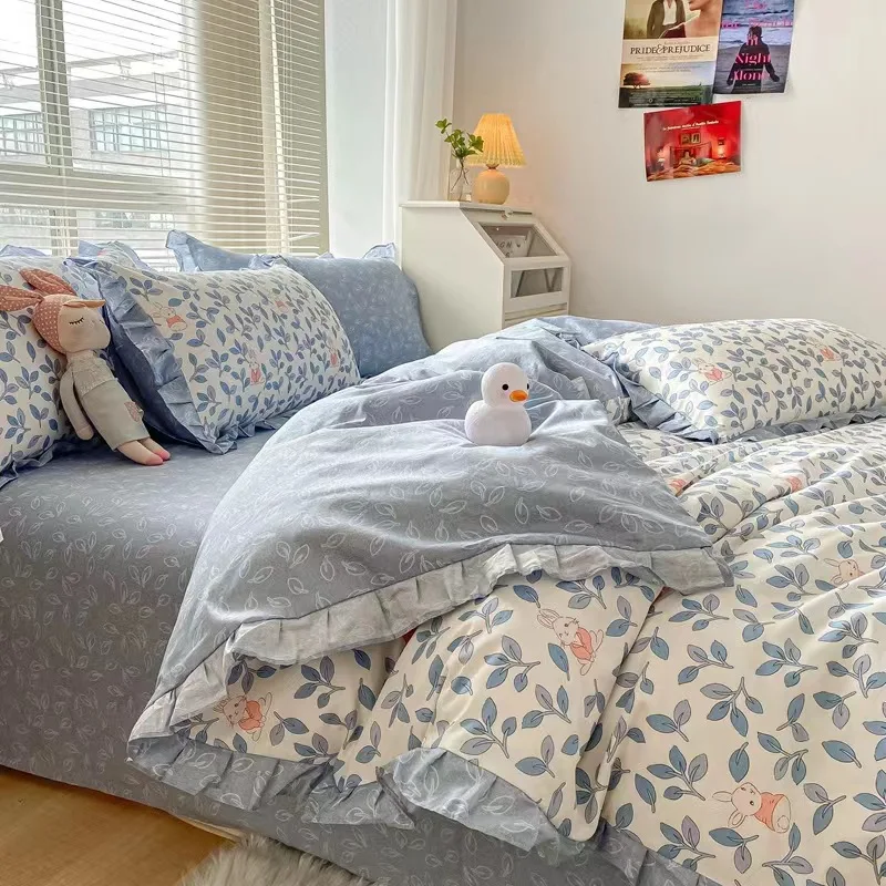 

4pcs/set Floral Printed Home Queen Bedding Set Soft Fresh Comfortable Duvet Cover Set with Sheets Quilt Covers Pillow Cases
