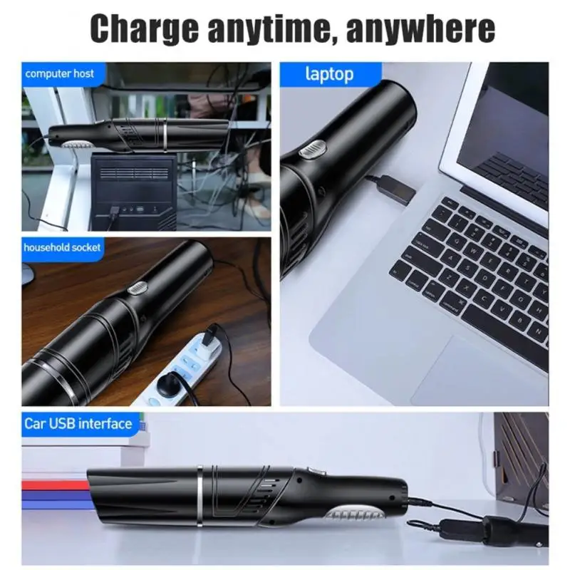 

Car Wireless Portable Vacuum Cleaner 180° Rotatable Handle Gun-type USB Charging 12000PA Hand-held Desktop Dust Cleaning Tool