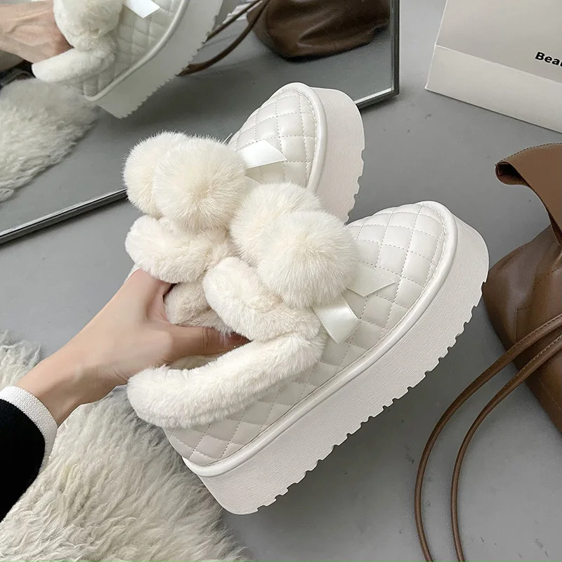 

Зимняя обувь, женская обувь с круглым носком, женская обувь, платформа, слипоны, платформа, платформа, криперы, новинка, слипоны, римские, резиновые, плюшевые, слипоны, однотонные P