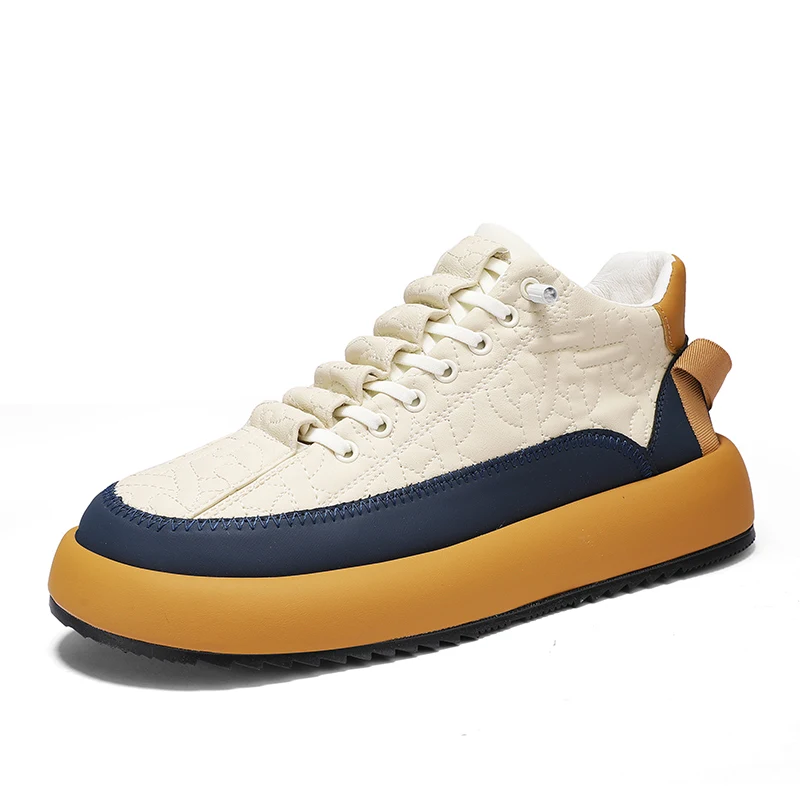 

Кроссовки мужские без шнуровки, ПУ кожа, Повседневная Удобная прогулочная обувь, платформа, черные