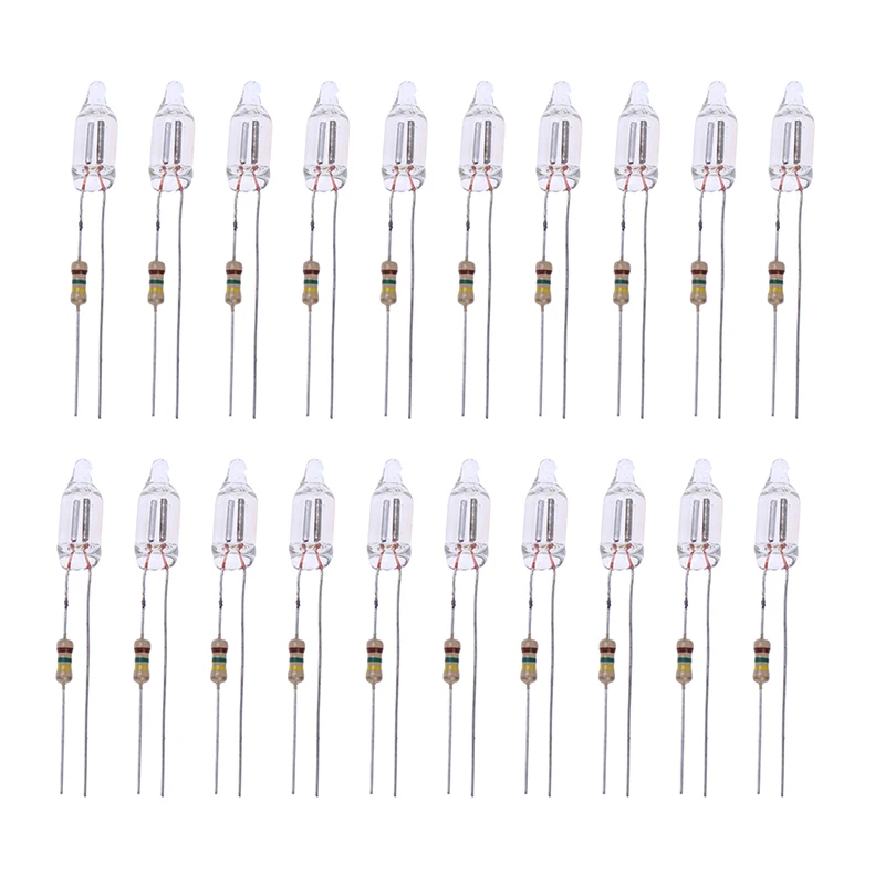 20PCS Neon Indicator Lamps With Resistance Connected To  220V 4.2*0.5cm Neon Glow Lamp Mains Indicator-Red Light 5