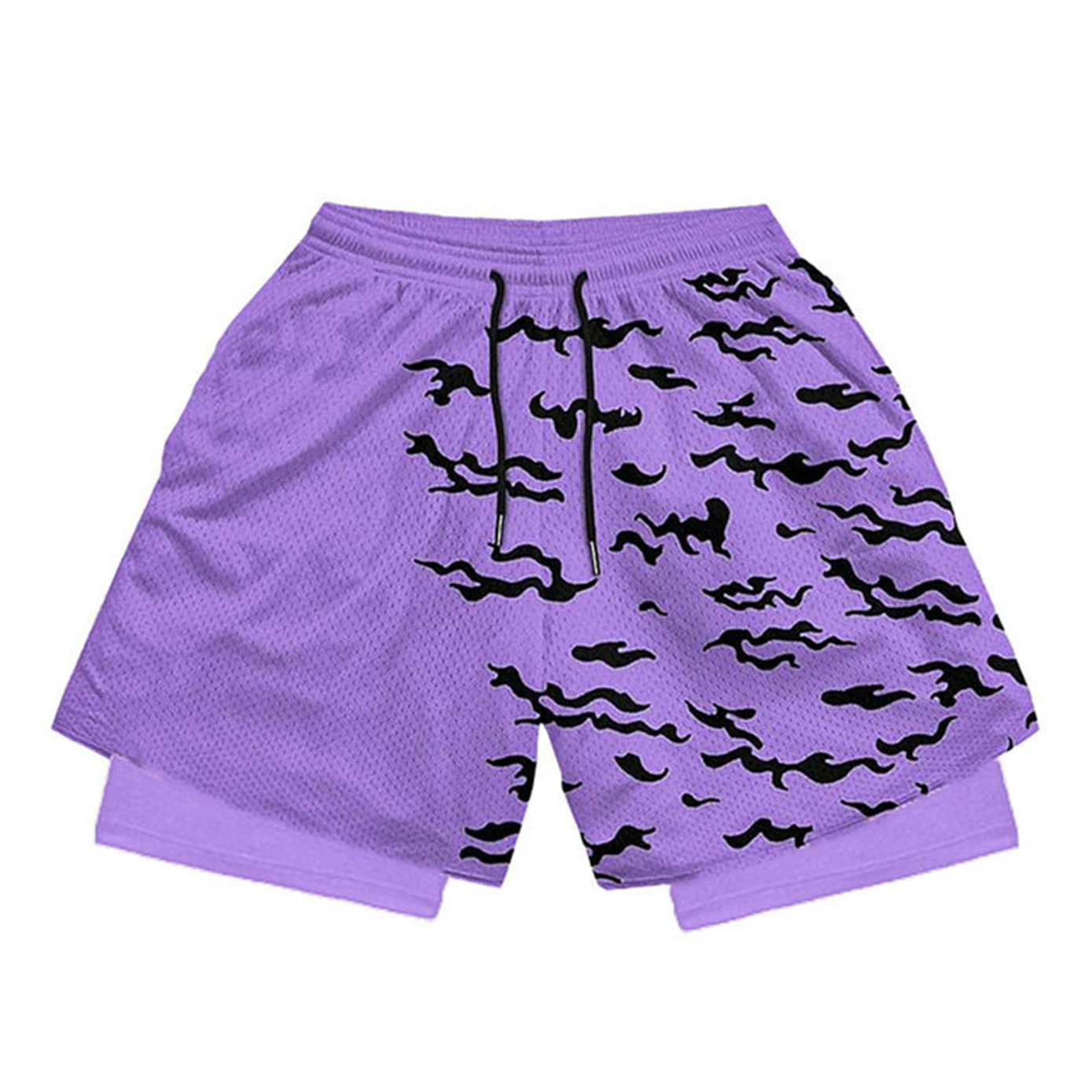 Anime Compression Shorts Sportswear Men GYM 2 In 1 Double Layer Shorts Training Workout Male Fitness Performance Sport Shorts 6