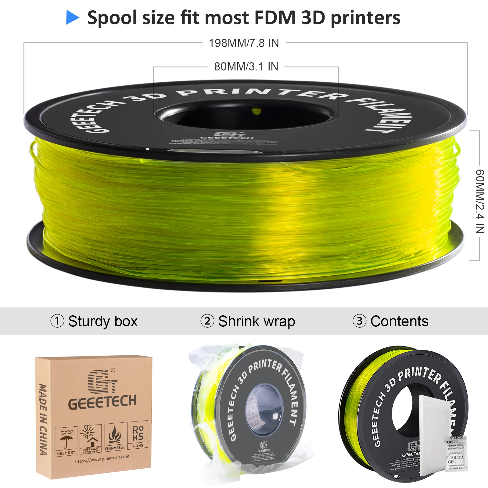 Flexible TPU 3D Printing Filament - 1KG Spool - 1.75mm Diameter - Fast International Shipping