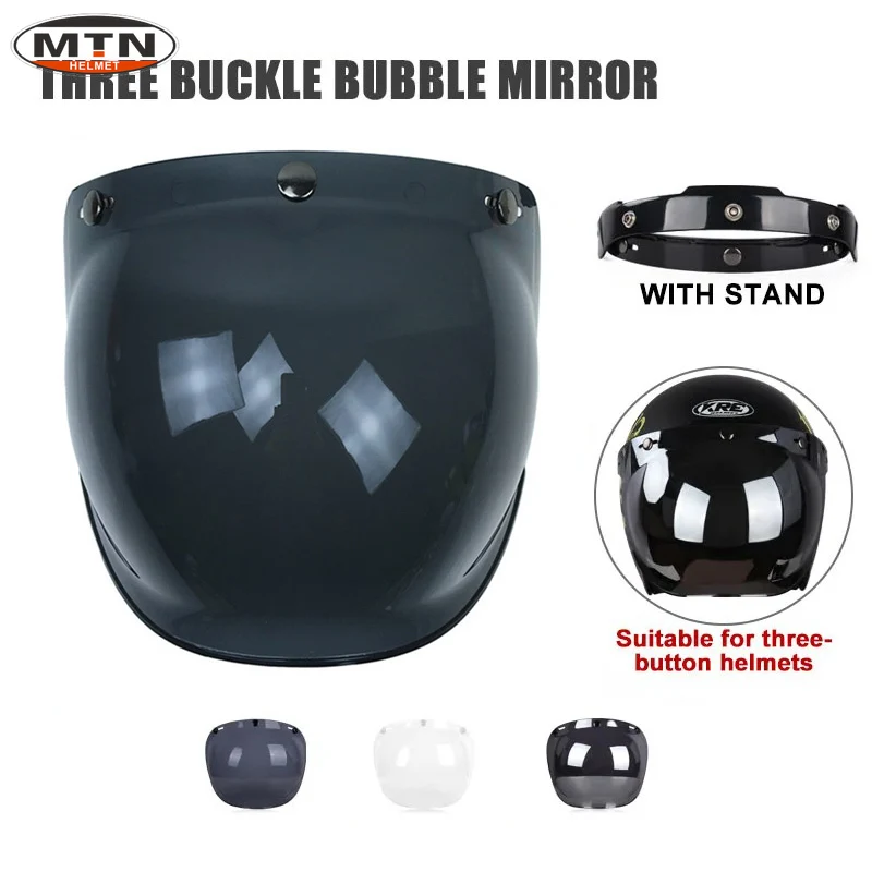 

Retro Style Helmet Lenses Bubble Shield Visors Helmet Accessories Authentic Bubble Mirror Motorcycle Helmet Three Button Type