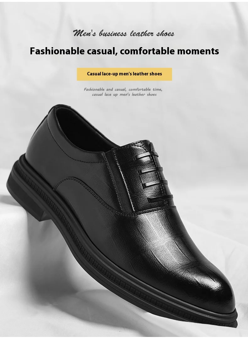 Herren-Schuhe für formelle Kleidung, große Größe, 3 cm/6 cm/8 cm, höhenvergrößernde Schuhe für Hochzeit, Business, bequeme Leder-Oxfords – Detail 9