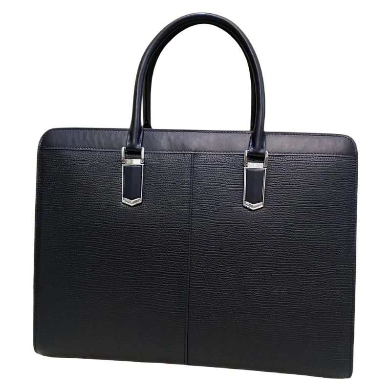 

Leather Men's Fashion Personality Portable Briefcase Business Pendulum Large Capacity Black Zipper Closure Computer Shoulder bag