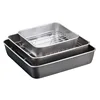 Stainless Steel Square Food Service Tray Nonstick Bakeware Fruit Cookie Bread Plate Kitchen Organizer Storage Container Utensils 6