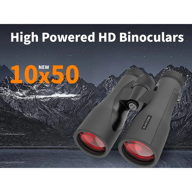 선코어 10x50 HD 고성능 소형 쌍안경 휴대용 조류 관찰 여행 축구 경기 별 관측용