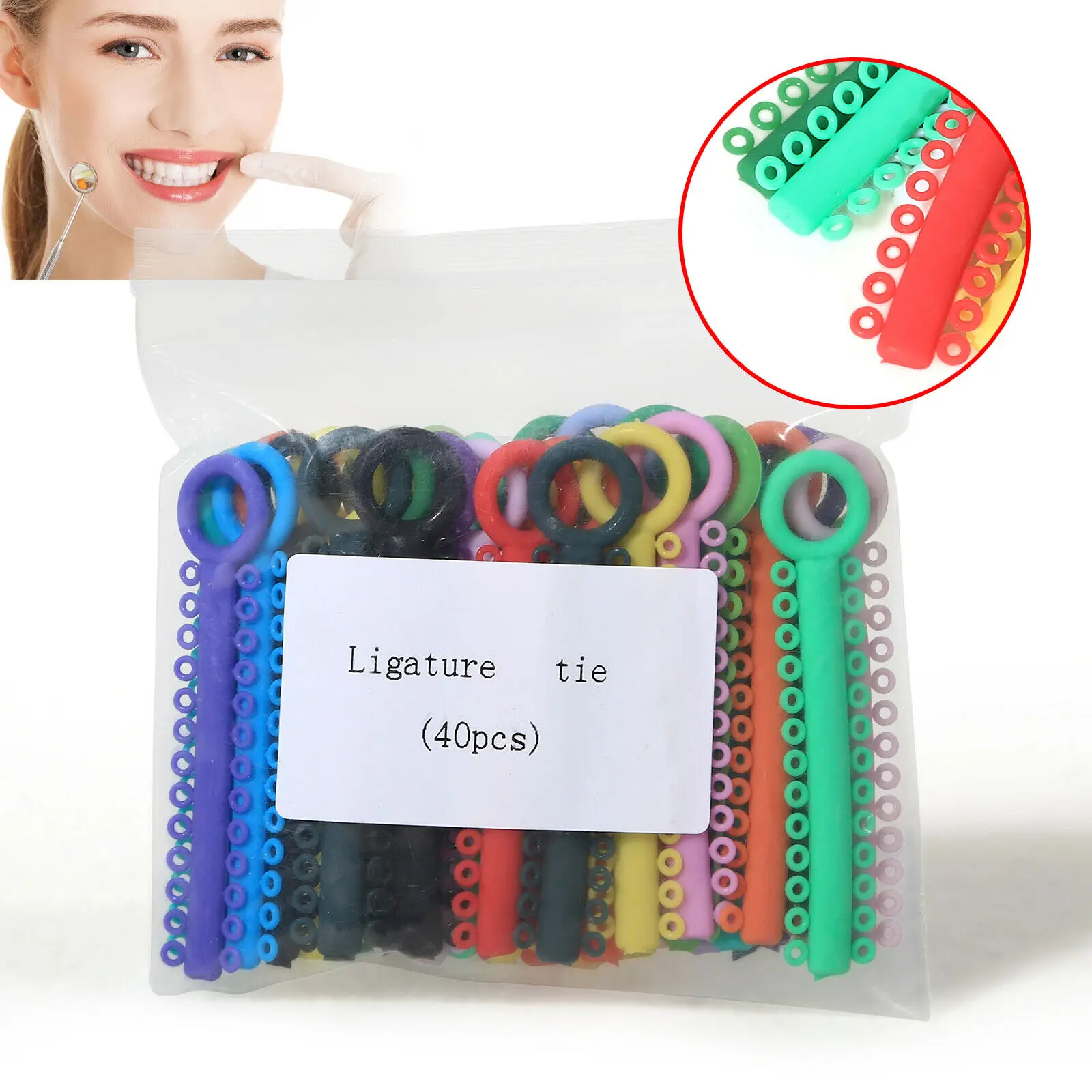 Dental Orthodontics Ligature Ties Rubber Bands Elastic Multi-Color