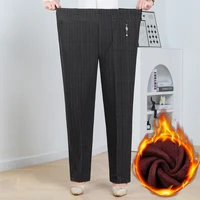 plus Size Autumn/Winter New Lamb Fleece Elastic Waist Solid Stripe Straight Leg Pants Loose Female Straight Pants 8XL - Image 4