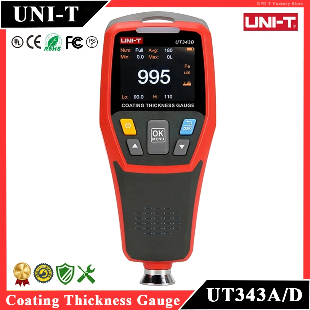 Coating Thickness Gauge Professional Car Paint Metal Ceramic Automotive Paint Film FE NFE Thickness Tester UNI-T UT343A UT343D