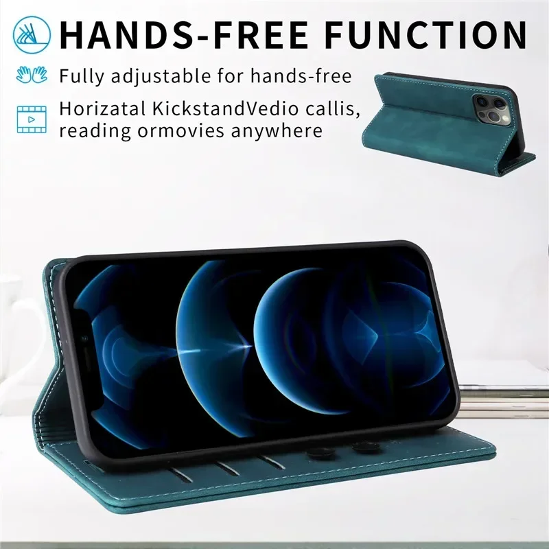 Retro Matte Luxury Flip Wallet Case For Xiaomi Redmi 14C 13 4G 13C 12 5G Redmi13 Redmi14C Coque Fundas Solid Colors Phone Cover 6