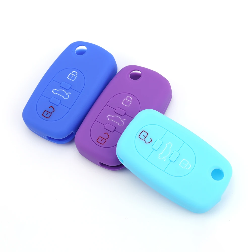 Pusakieyy 1Pc Silicone Key Case Cover For Audi A2 A3 A4 A6 A8 3 Buttons Flip Remote Fob Shell Black Red Pink Blue White Orange key case cover key case flip key fob shell car key shell remote control case cover