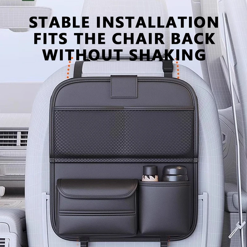 Car Seat Back Storage Bag Foldable Table for Kids Dinning Watching Movie Foods Drink Holder Auto Backseat Organizer Accessories