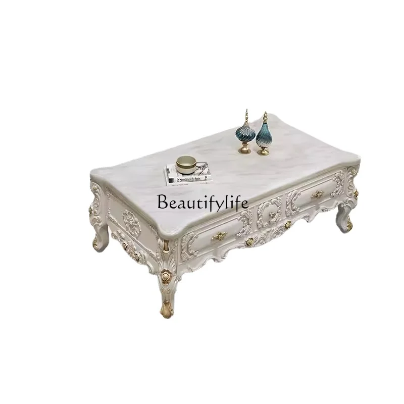 

European Modern and Simple Living Room Small Apartment Marble French TV Stand
