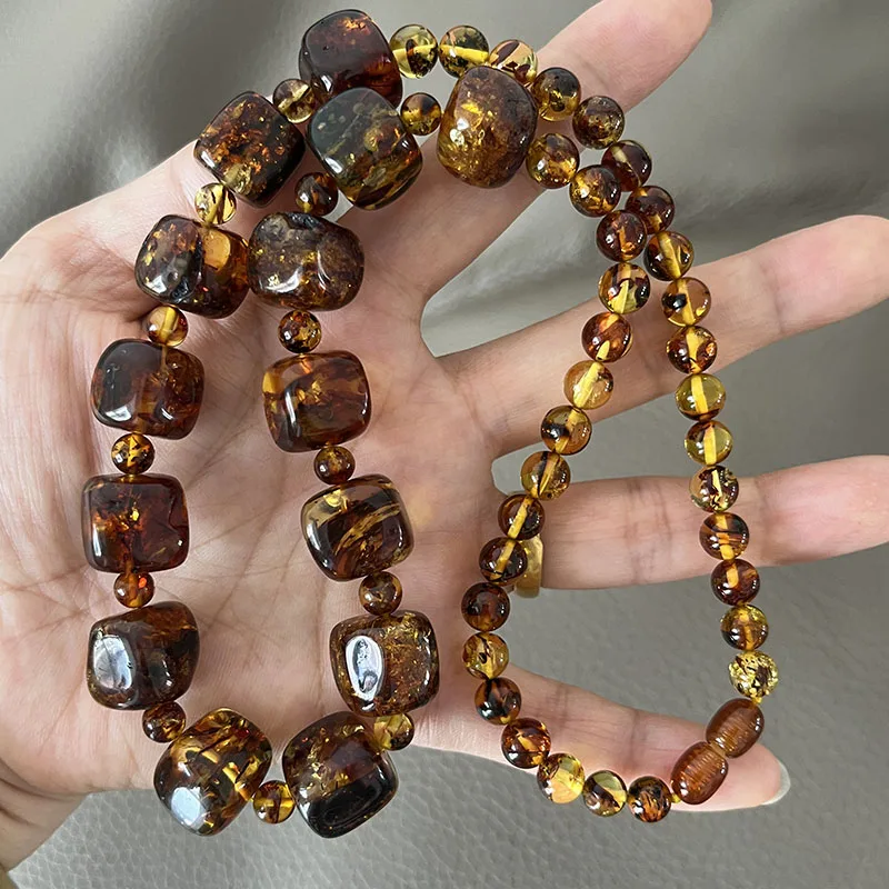 S41de9ec101524b32a2a703d6389eeb85v New Natural Amber Necklace for Women Gift Europe Baltic Floral Beads Gorgeous 100% Original Real Designer Jewelry Mallzona