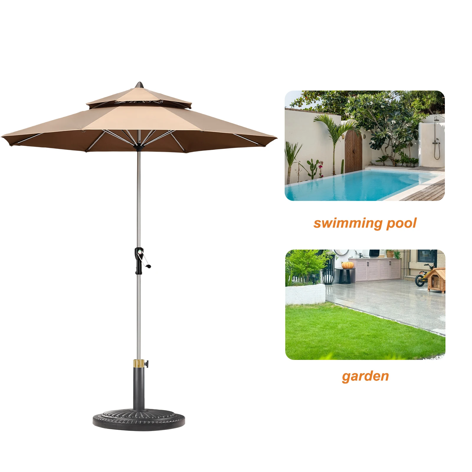 Polyester Outdoor Patio Umbrella with UV Protection for Garden Pool Deck
