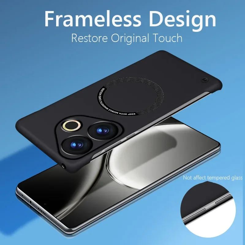 Magnetic Frameless Hard Matte Case with Wireless Charging Support