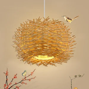 Image for Bird Nest Pendant Lamp Rattan Wicker Wood Handmade 