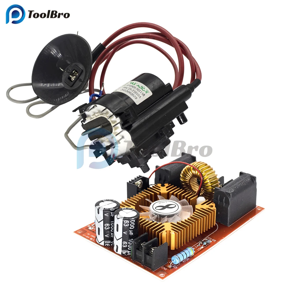 Induction Heater 250W 15A DC 12-30V ZVS Induction Driver Board + Tesla Coil Flyback Ignition Generator High Voltage Generator SGTC Cooling Fan