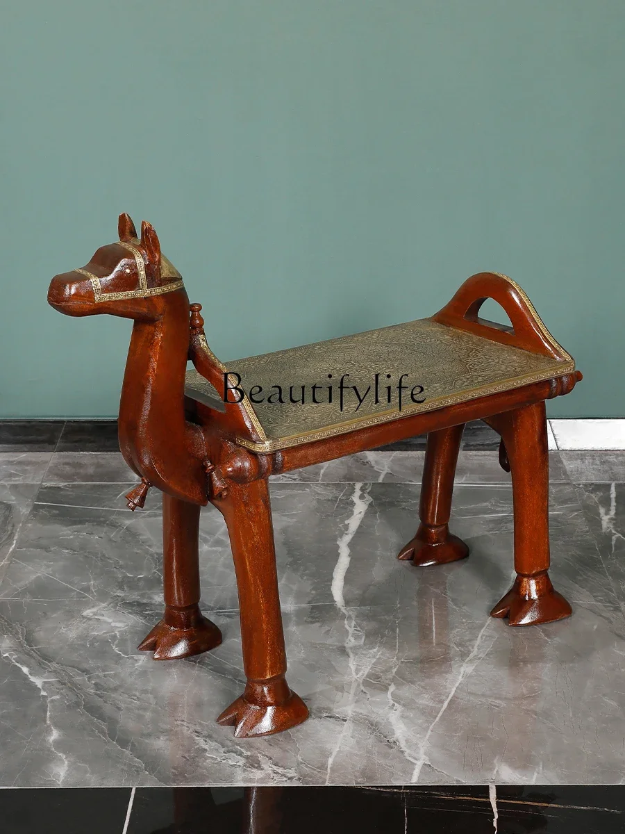 

Retro Simple Solid Wood Camel Bench Home Living Room Dining Room Low Stool Bedroom Bed End Stool
