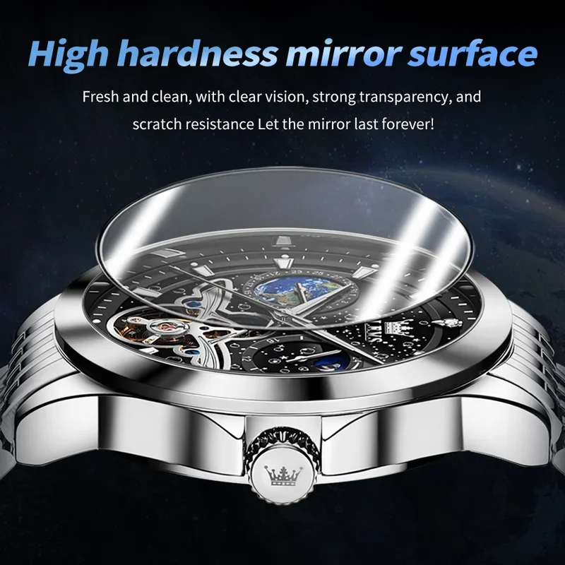 Olevs 6705 top business man Watch stainless steel automatic Business watch men high quality mechanical men's wrist wat 4