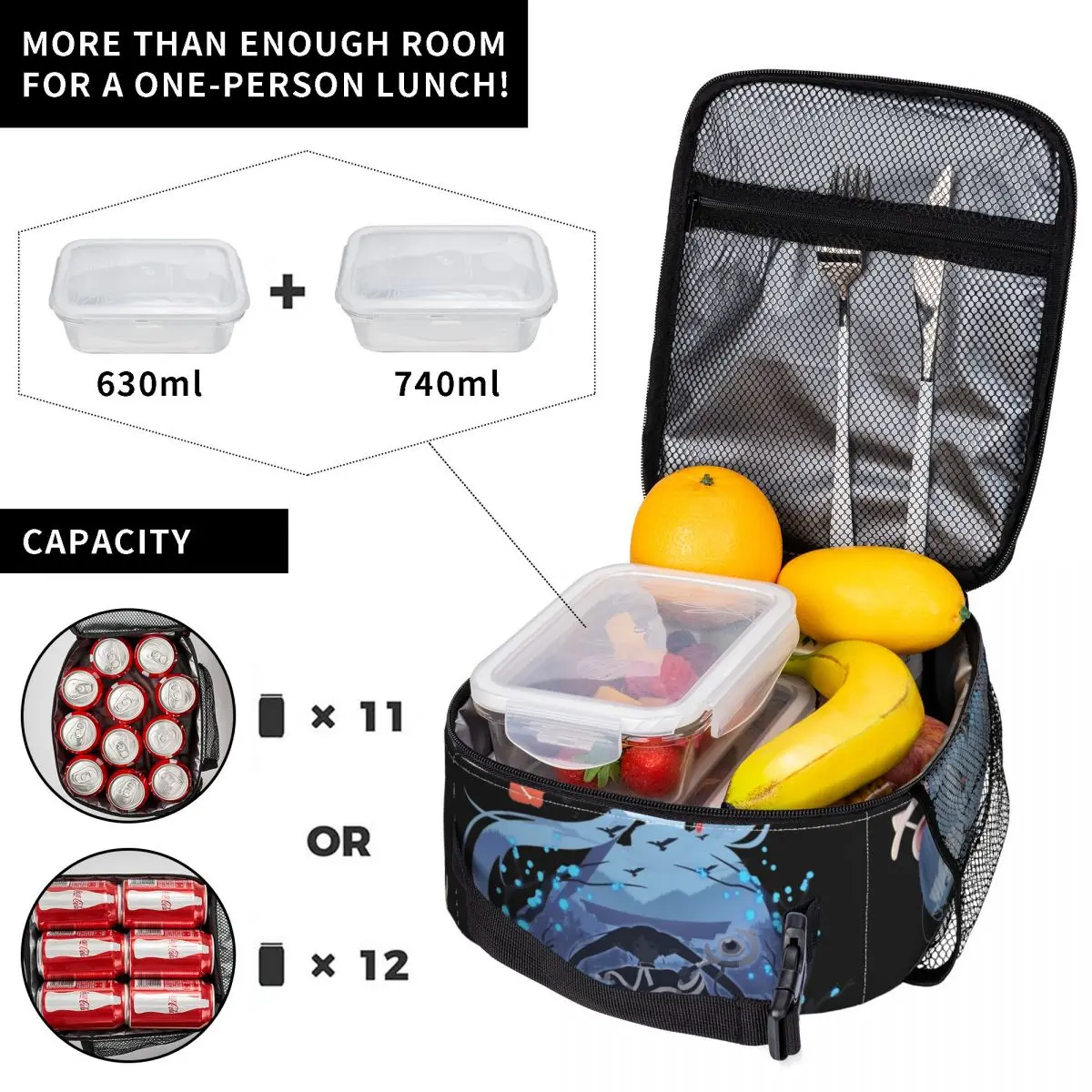 Sousou No Frieren Silhouette Product Insulated Lunch Tote Bag For Work Food Storage Bag Portable Cooler Thermal Lunch Boxes