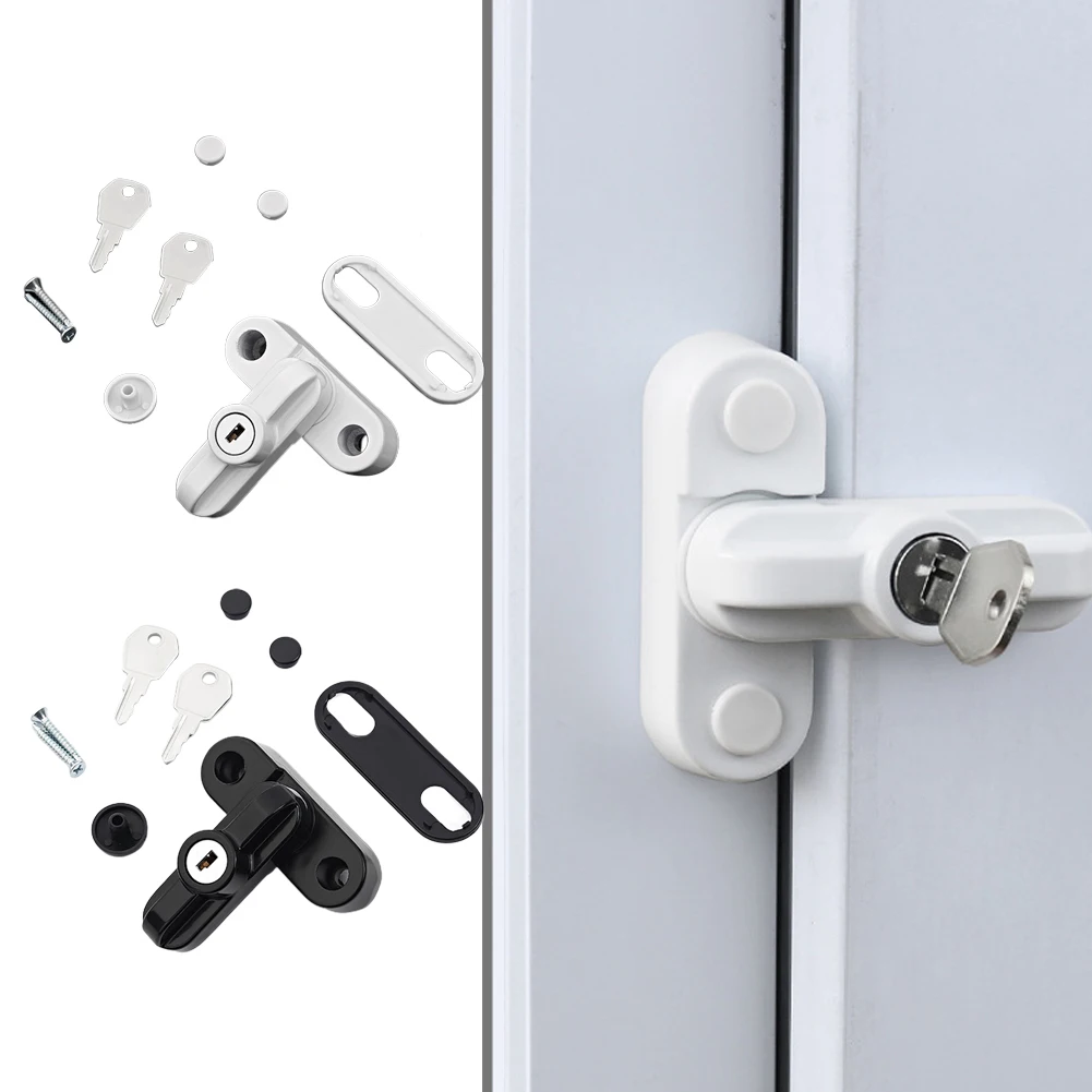 

1set Alloy Safety Locks UPVC Door Sash Jammer Security Restrictor Lock With Key Furniture Hardware Bedroom Furnish Accessories