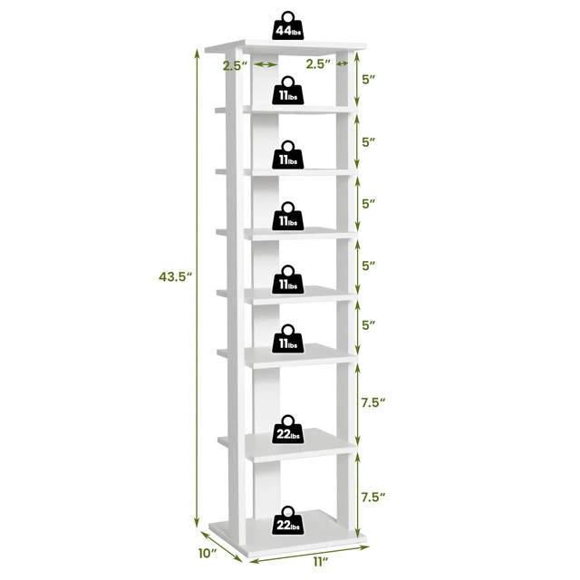 Costway Wooden Shoes Storage Stand 7 Tiers Shoe Rack Organizer