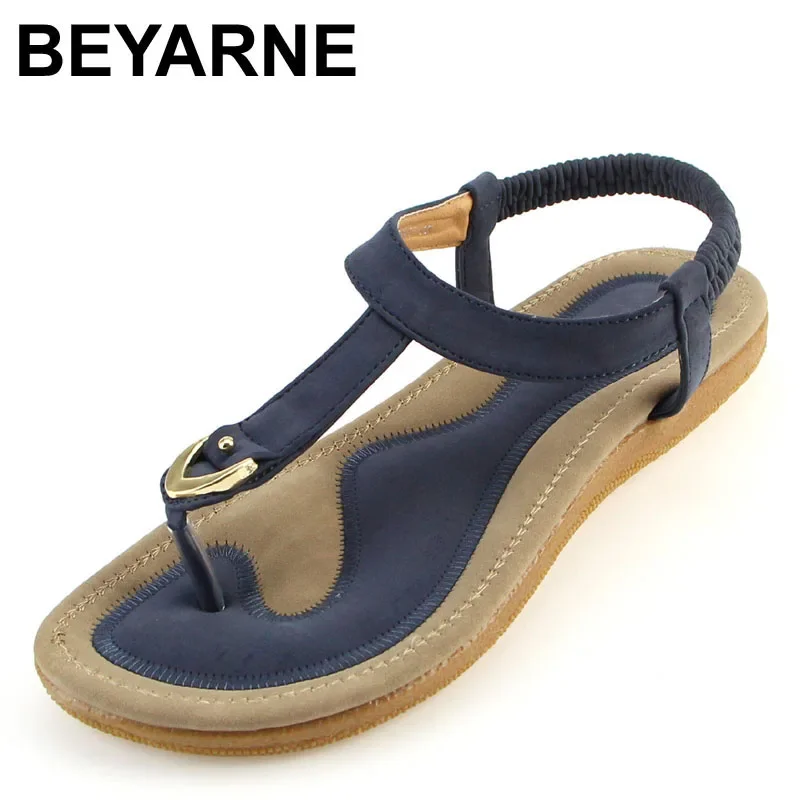 BEYARNE size 35-42 women sandal flat heel summer casual single shoes woman soft bottom slippers sandals women sandals