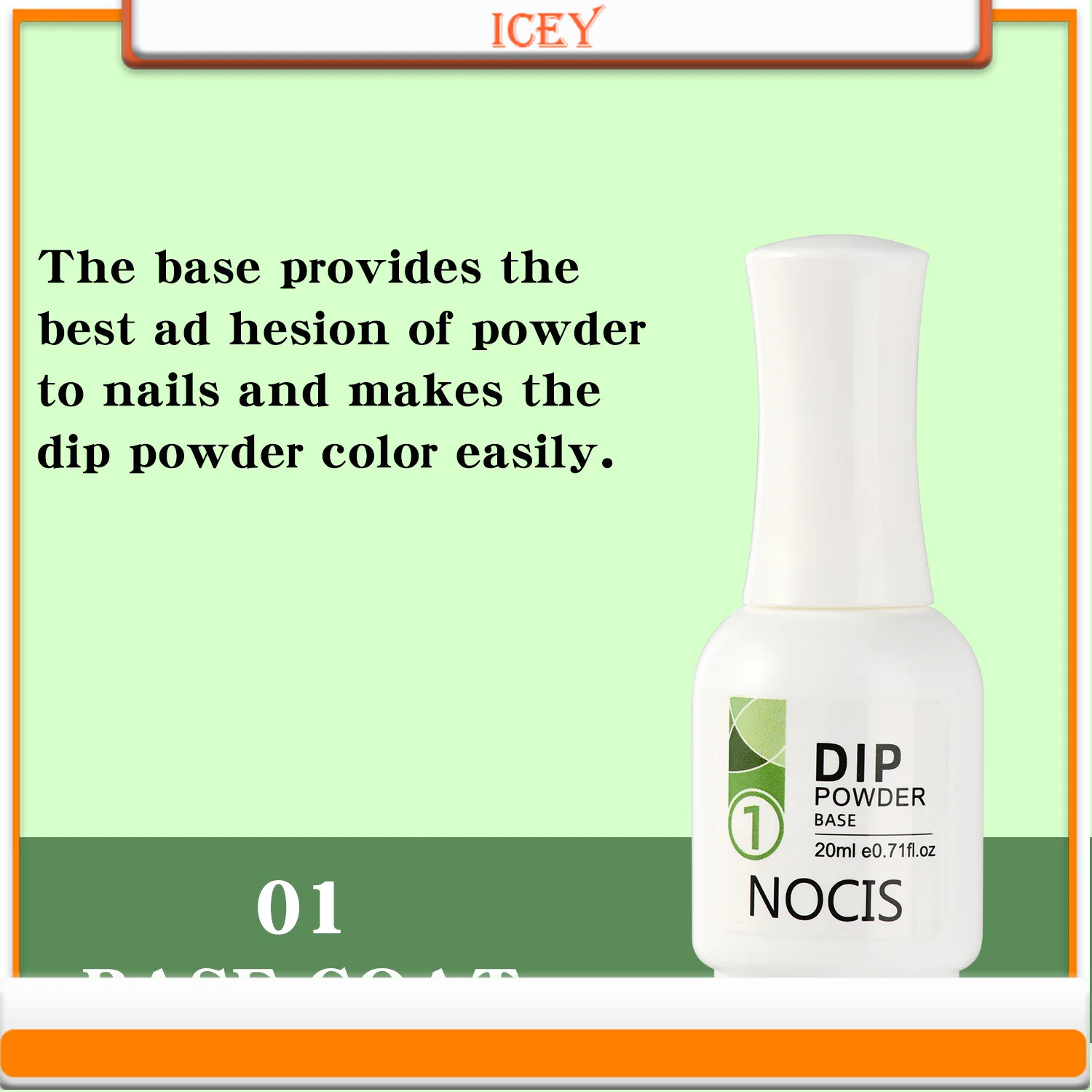 Icey Beauty 20ML Immersion Powder Liquid Base Coat Activated Top C Multi-Use Top Base Coat Nail Natural Dry Without Lamp Cure