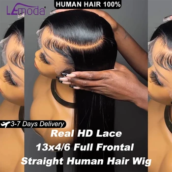 250 Density 13x6 HD Lace Frontal Wig Invisible Real HD Lace 13x4 Full Frontal Lace Wig Straight Pre Plucked Virgin Human Hair 1