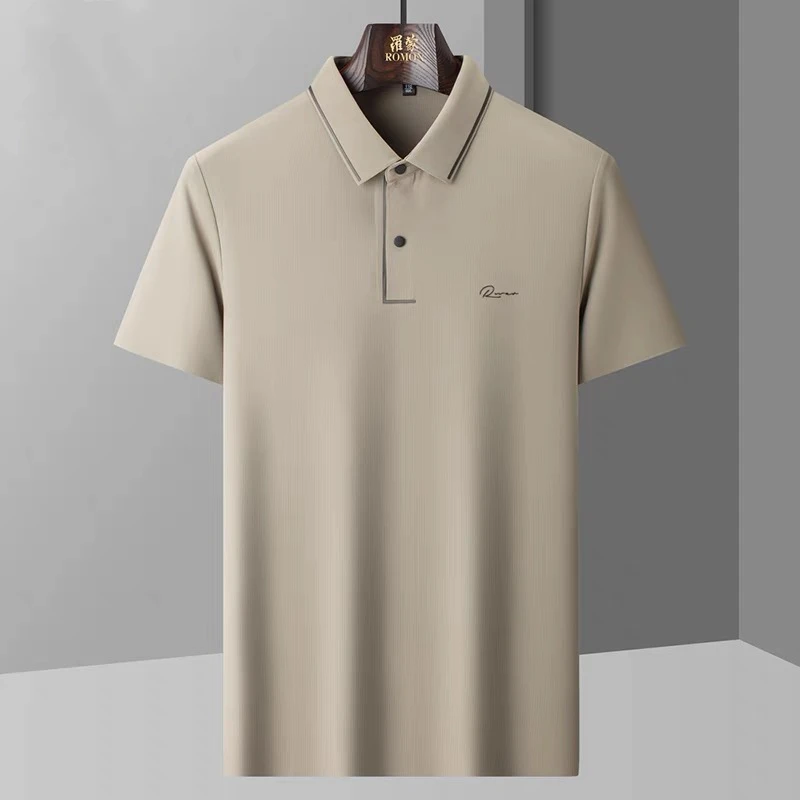 High quality ice silk short sleeve men's POLO shirt 2024 summer