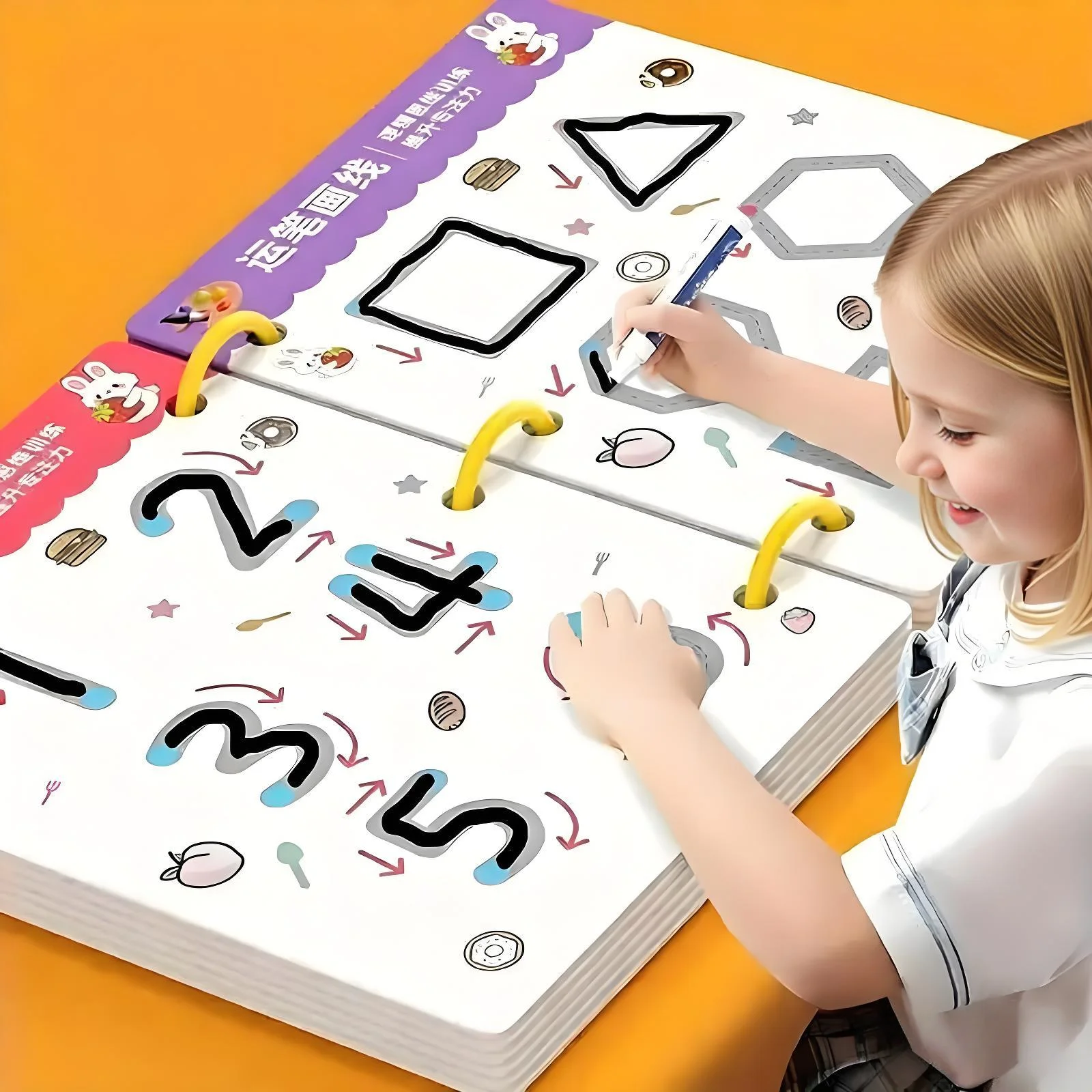 All-in-One Magic Tracing Coloring Book Reusable Pen Control Workbook for Toddlers 3-4 Years Educational Practice Toy for Kids
